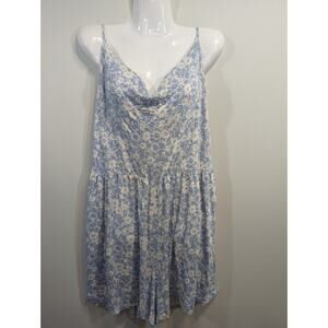 American Eagle Blue Floral Romper Womens XL Tall Coquette Beachy Prairie